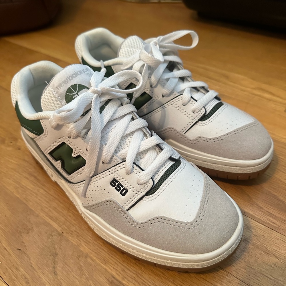 New Balance 550 White and Green Sneakers